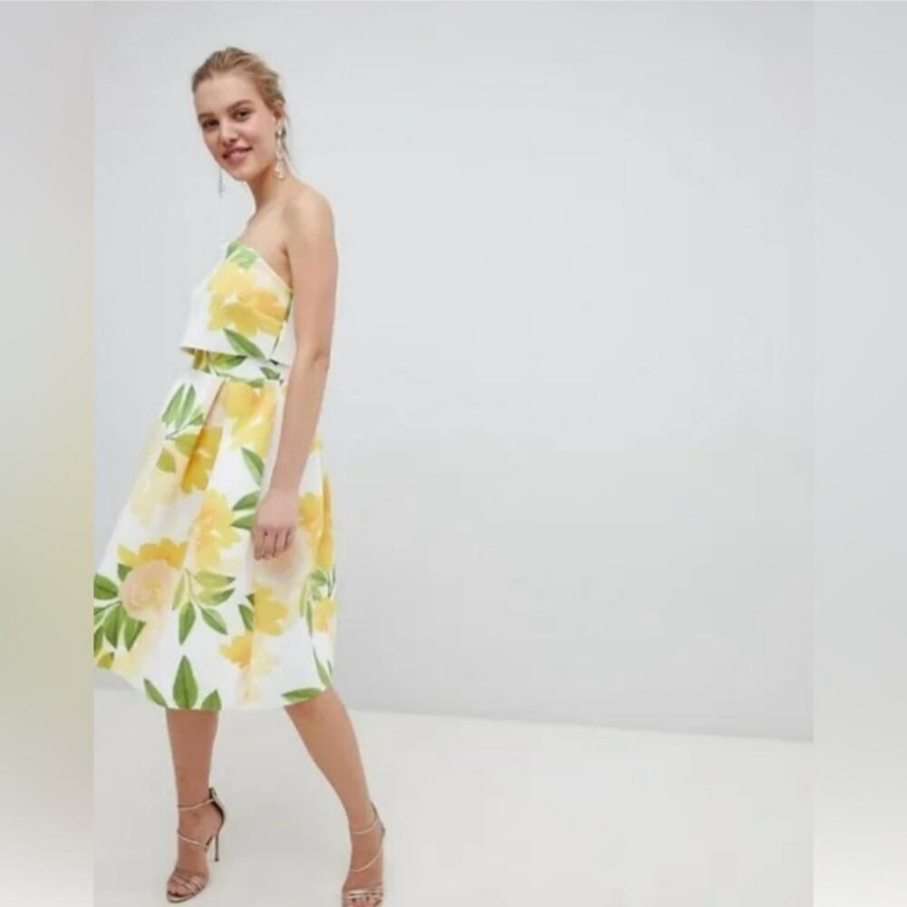 ASOS  strapless floral midi dress